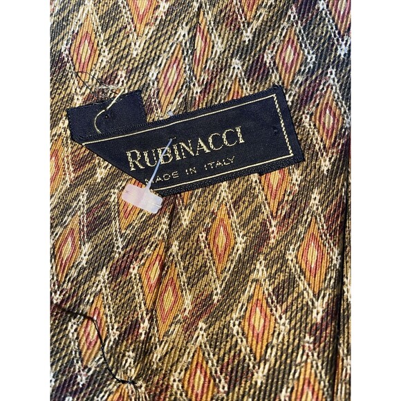 Rubinacci Italy Men’s Dress Tie Size 56” Gold Argyle Silk Business Formal Party - Picture 2 of 12